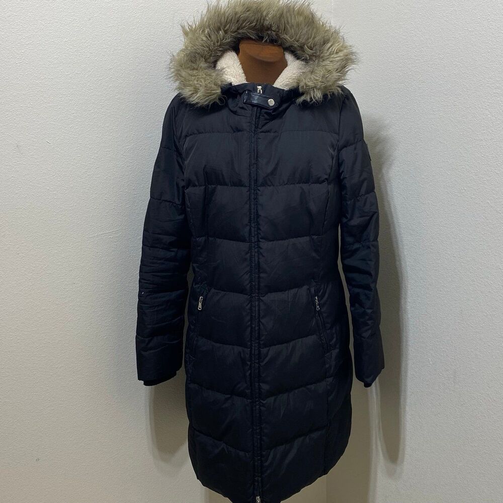 Lauren Ralph Lauren Coat Women's Size L Parka Down Faux Fur Hoodie Black Coat